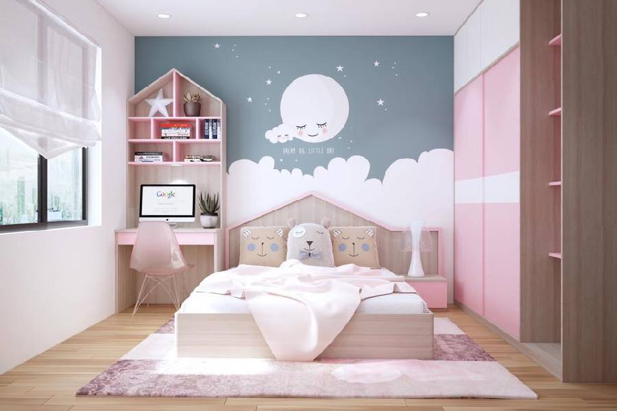 mẫu thiết kế nội thất phòng ngủ cho bé gái công ty xây dựng brocons